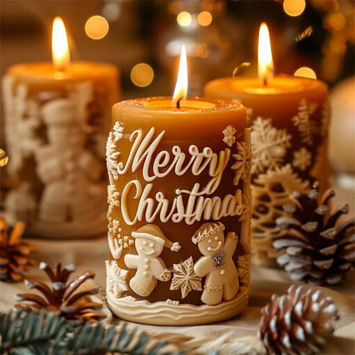 Bougie Artisanal Merry Christmas 3D
